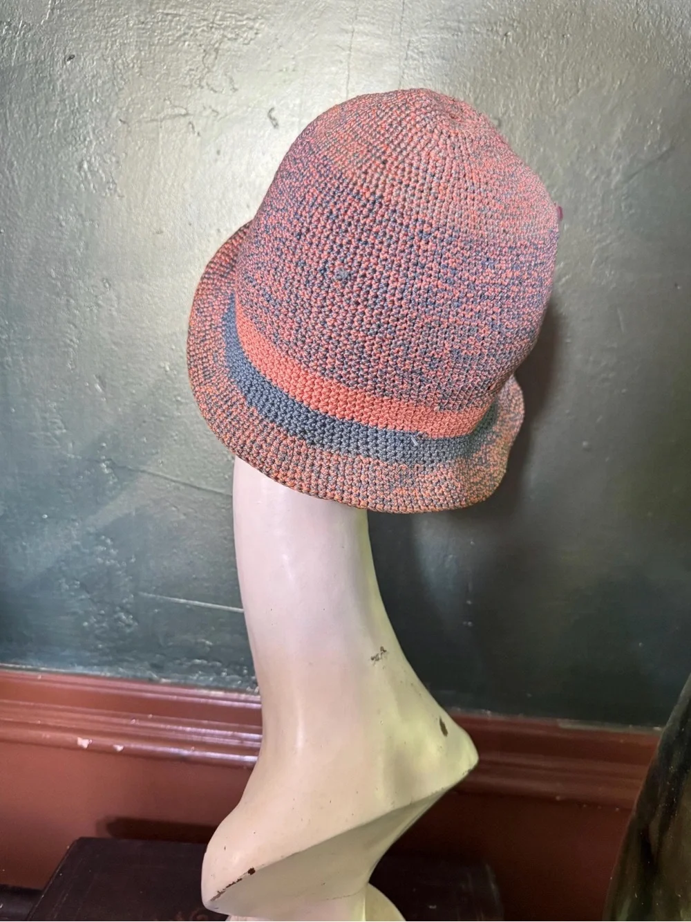 1920s Peach and Blue Rayon Knit - Picture 4 of 4